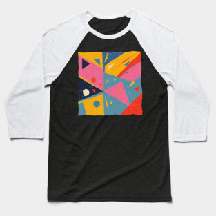 Bold Abstract Shapes - Colorful Geometric Risograph Baseball T-Shirt
