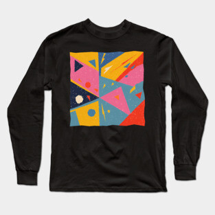 Bold Abstract Shapes - Colorful Geometric Risograph Long Sleeve T-Shirt