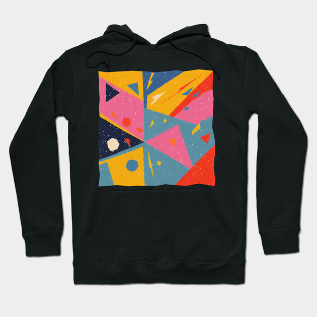 Bold Abstract Shapes - Colorful Geometric Risograph Hoodie by TuncGK