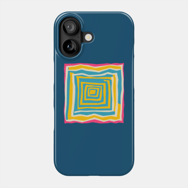 Endless Maze Labyrinth Design - Vibrant Geometric Risograph Phone Case by TuncGK