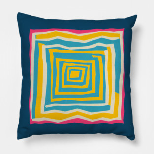 Endless Maze Labyrinth Design - Vibrant Geometric Risograph Pillow