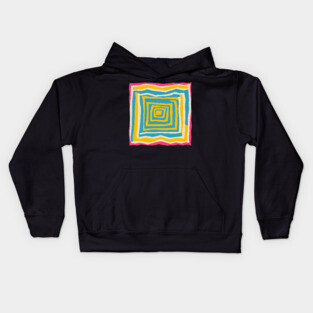 Endless Maze Labyrinth Design - Vibrant Geometric Risograph Kids Hoodie