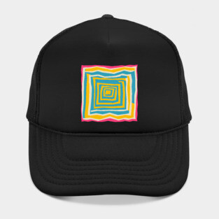 Endless Maze Labyrinth Design - Vibrant Geometric Risograph Hat