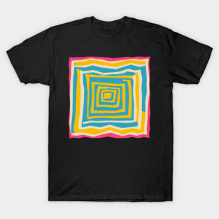 Endless Maze Labyrinth Design - Vibrant Geometric Risograph T-Shirt