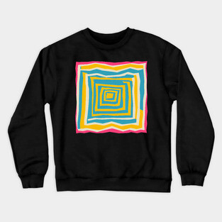 Endless Maze Labyrinth Design - Vibrant Geometric Risograph Crewneck Sweatshirt