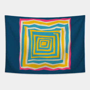 Endless Maze Labyrinth Design - Vibrant Geometric Risograph Tapestry
