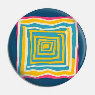 Endless Maze Labyrinth Design - Vibrant Geometric Risograph Pin