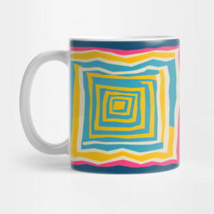 Endless Maze Labyrinth Design - Vibrant Geometric Risograph Mug
