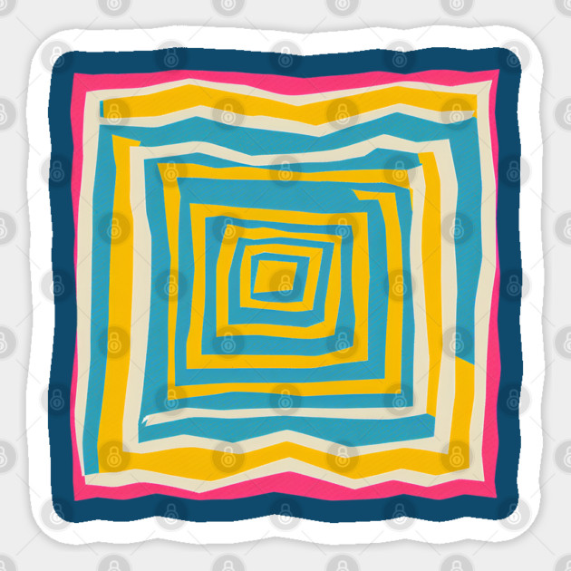 Endless Maze Labyrinth Design - Vibrant Geometric Risograph Sticker by TuncGK