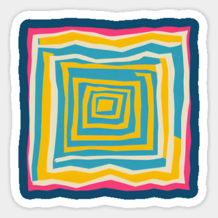 Endless Maze Labyrinth Design - Vibrant Geometric Risograph Magnet