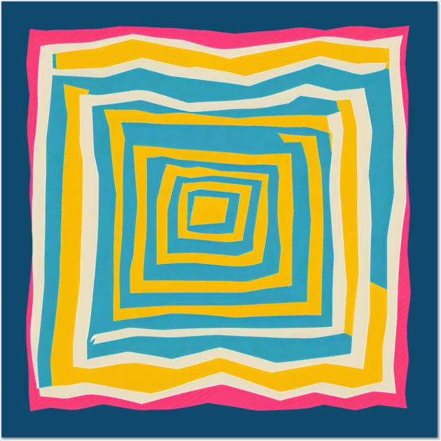 Endless Maze Labyrinth Design - Vibrant Geometric Risograph Wall Art by TuncGK