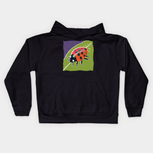 Colorful Ladybug - Vibrant Nature Risograph Art Kids Hoodie