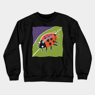 Colorful Ladybug - Vibrant Nature Risograph Art Crewneck Sweatshirt