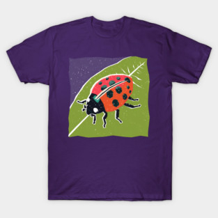 Colorful Ladybug - Vibrant Nature Risograph Art T-Shirt