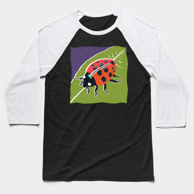 Colorful Ladybug - Vibrant Nature Risograph Art Baseball T-Shirt by TuncGK