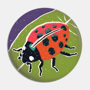 Colorful Ladybug - Vibrant Nature Risograph Art Pin