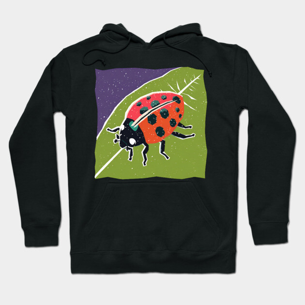 Colorful Ladybug - Vibrant Nature Risograph Art Hoodie by TuncGK
