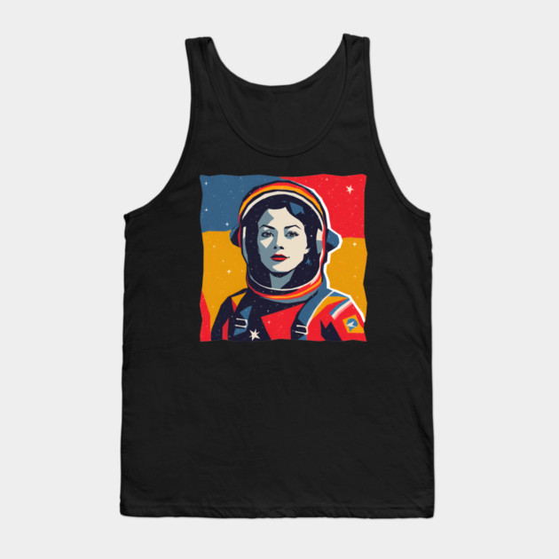 Female Astronaut Illustration - Vibrant Space Art Tank Top by TuncGK