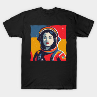 Female Astronaut Illustration - Vibrant Space Art T-Shirt