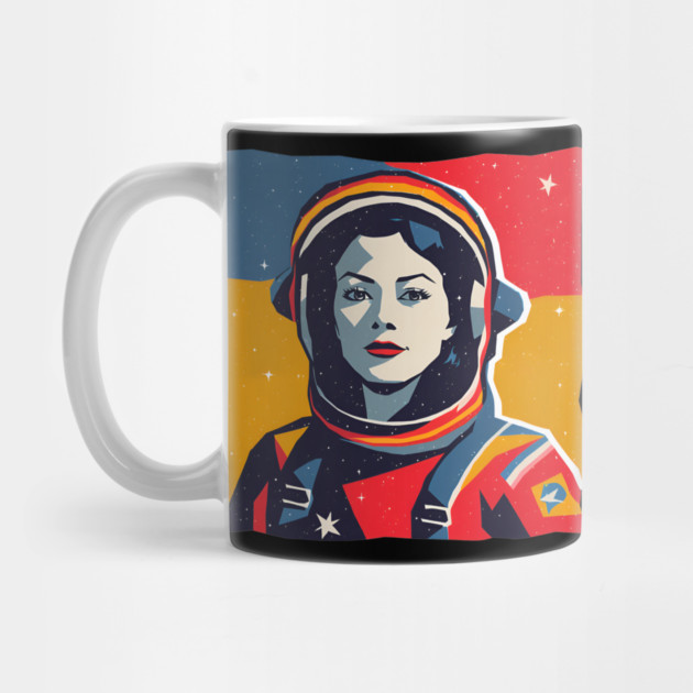 Female Astronaut Illustration - Vibrant Space Art by TuncGK