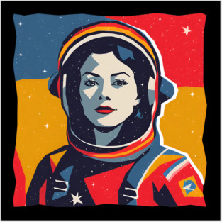Female Astronaut Illustration - Vibrant Space Art Posters and Art