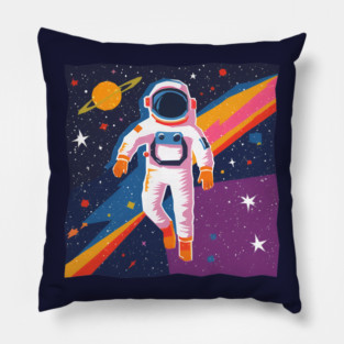 Bold Astronaut Illustration - Vibrant Space Art Pillow