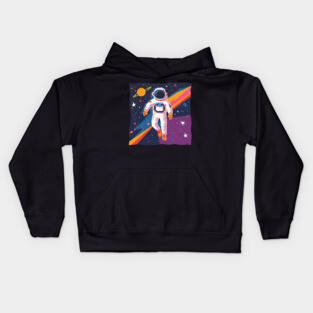 Bold Astronaut Illustration - Vibrant Space Art Kids Hoodie