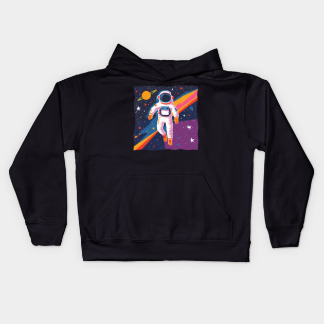 Bold Astronaut Illustration - Vibrant Space Art Kids Hoodie by TuncGK