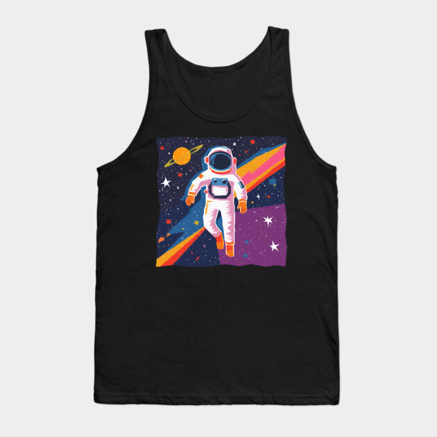 Bold Astronaut Illustration - Vibrant Space Art Tank Top by TuncGK