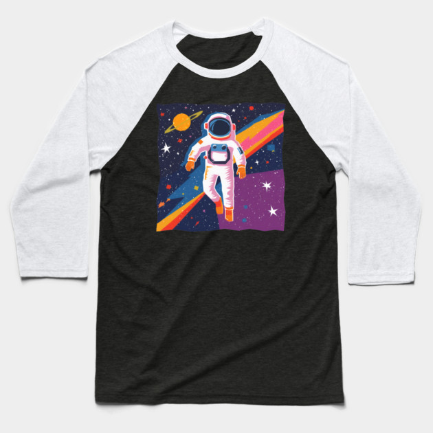 Bold Astronaut Illustration - Vibrant Space Art Baseball T-Shirt by TuncGK