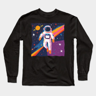Bold Astronaut Illustration - Vibrant Space Art Long Sleeve T-Shirt