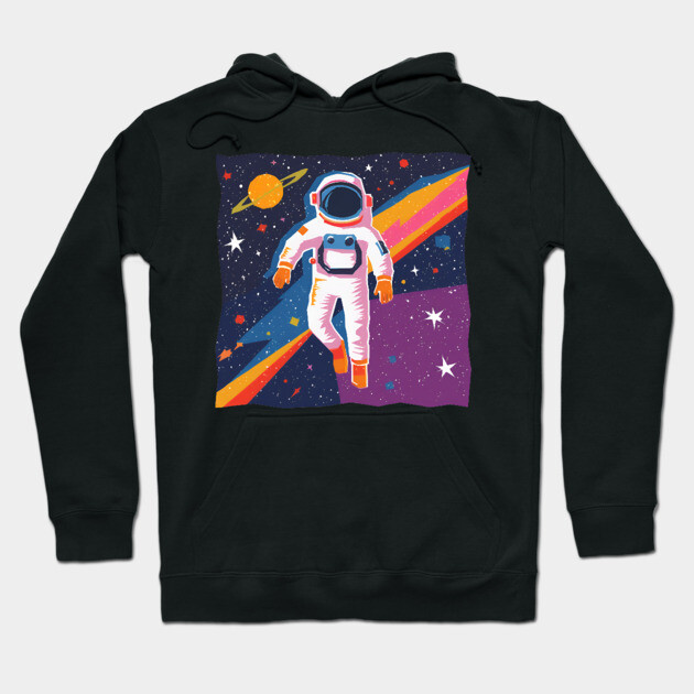 Bold Astronaut Illustration - Vibrant Space Art Hoodie by TuncGK