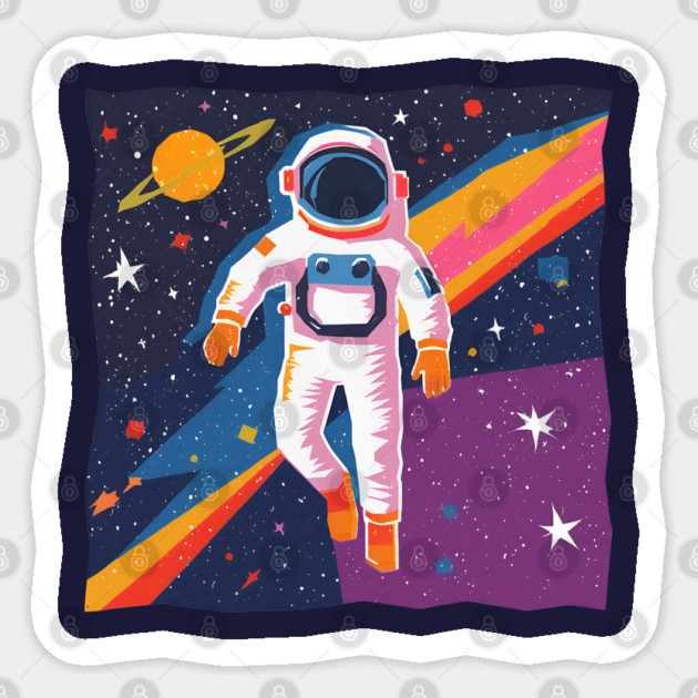 Bold Astronaut Illustration - Vibrant Space Art Sticker by TuncGK