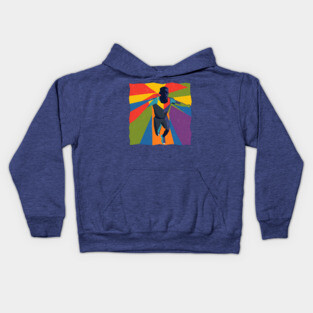 Vibrant Athlete in Motion - Bold Risograph Print Kids Hoodie