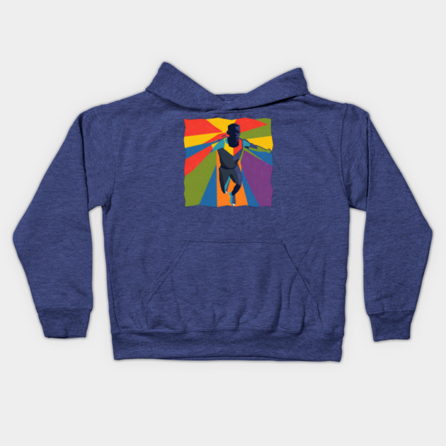Vibrant Athlete in Motion - Bold Risograph Print Kids Hoodie by TuncGK