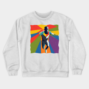 Vibrant Athlete in Motion - Bold Risograph Print Crewneck Sweatshirt