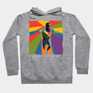 Vibrant Athlete in Motion - Bold Risograph Print Hoodie