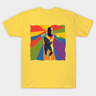 Vibrant Athlete in Motion - Bold Risograph Print T-Shirt