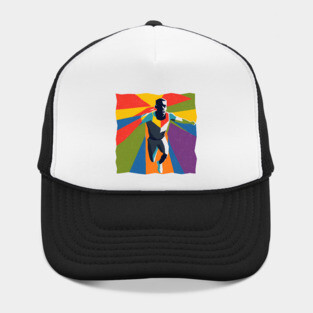 Vibrant Athlete in Motion - Bold Risograph Print Hat