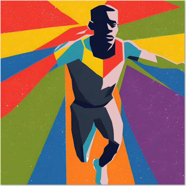 Vibrant Athlete in Motion - Bold Risograph Print Wall Art by TuncGK