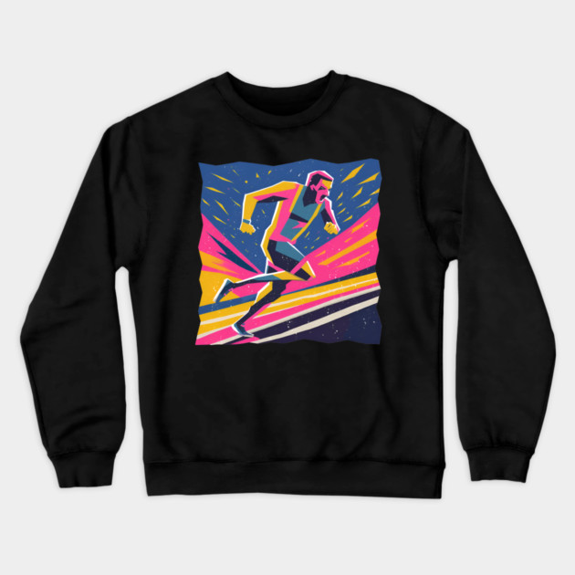 Angry Runner Racing - Pop Art Risograph Print Crewneck Sweatshirt by TuncGK
