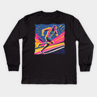 Angry Runner Racing - Pop Art Risograph Print Kids Long Sleeve T-Shirt