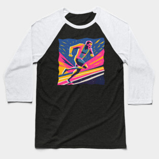 Angry Runner Racing - Pop Art Risograph Print Baseball T-Shirt