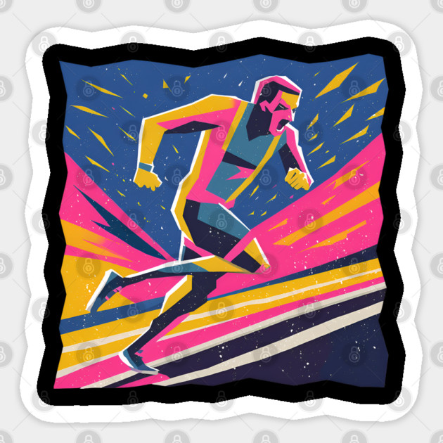 Angry Runner Racing - Pop Art Risograph Print Sticker by TuncGK