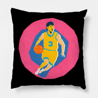 Basketball Player in Motion - Vibrant Sports Print Pillow