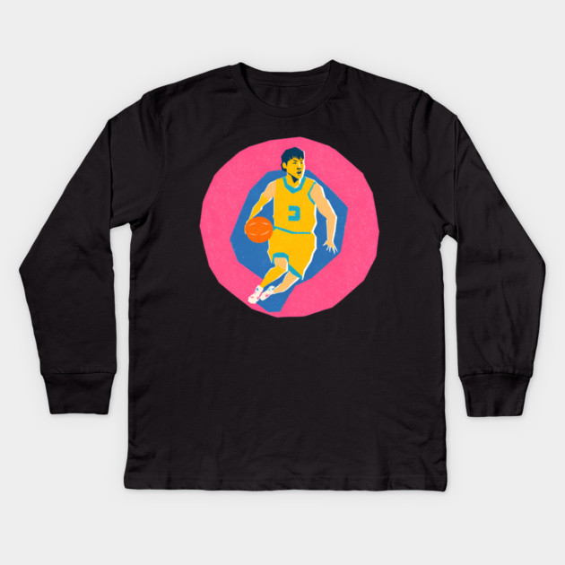 Basketball Player in Motion - Vibrant Sports Print Kids Long Sleeve T-Shirt by TuncGK