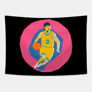Basketball Player in Motion - Vibrant Sports Print Tapestry