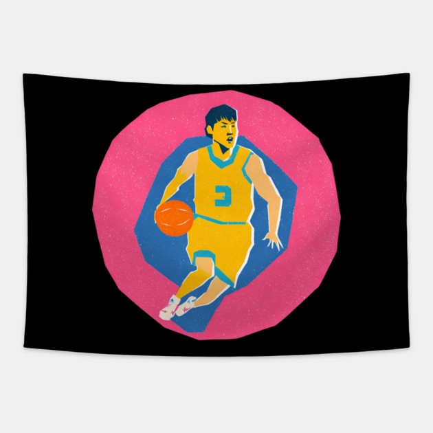 Basketball Player in Motion - Vibrant Sports Print Tapestry by TuncGK