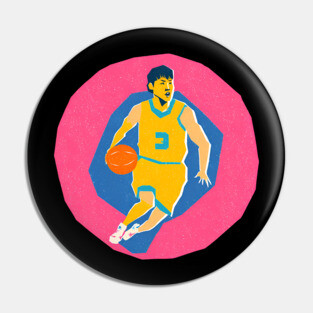 Basketball Player in Motion - Vibrant Sports Print Pin