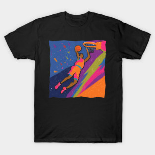 Slam Dunk Action - Bold Risograph Basketball Art T-Shirt